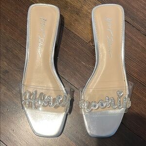 Betsey Johnson Silver Women's “Honey Moonin” Slide Sandals